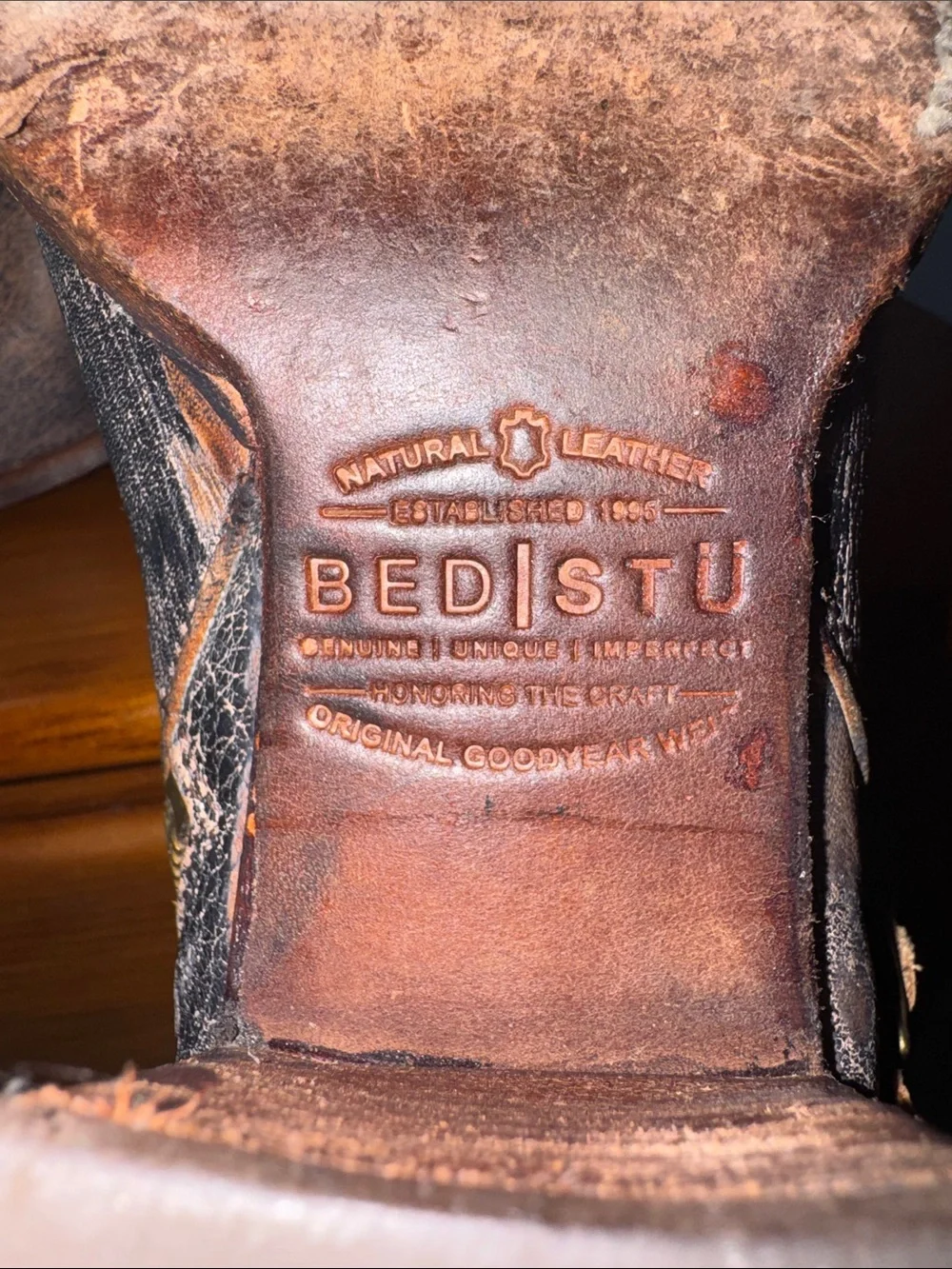 Bed Stu Distressed Brown 100% genuine Leather Ankle Booties Artesian Crafted - Picture 4 of 7